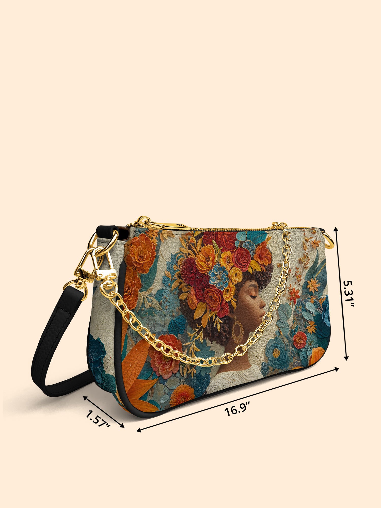 Golden Bloom Classic Zip Pochette QR0HH078
