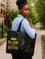 Blessed Woman Sleek Leather Tote