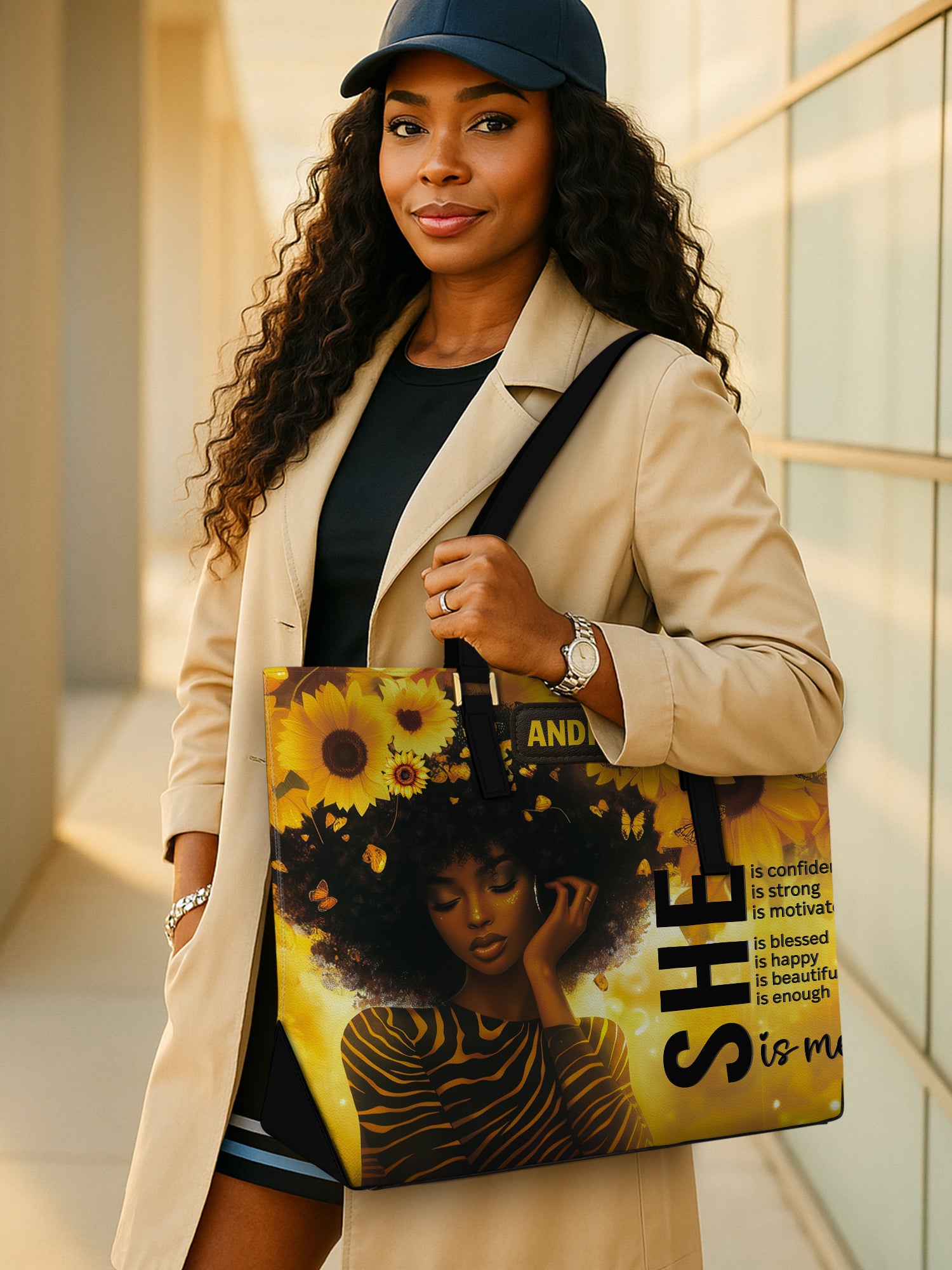 She Is Me Sleek Leather Tote