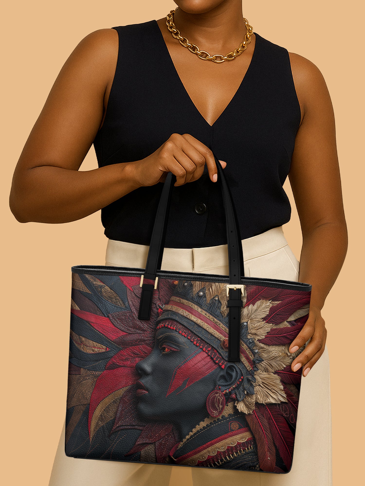 Warrior’s Bloom Sleek Leather Tote QR0TD072