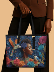 Blue Garden Sleek Leather Tote