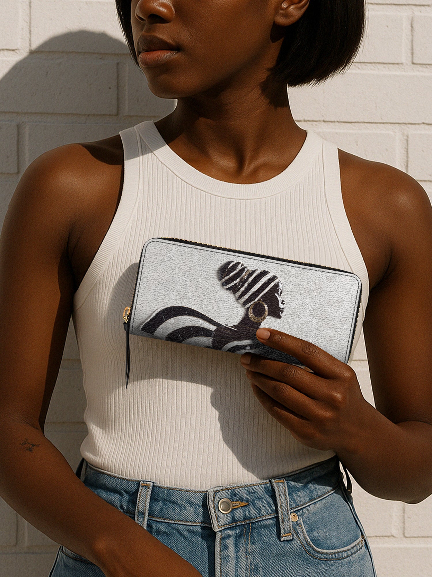 Ivory Stripes Slimline Zippy Wallet QR0XD443