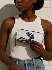 Ivory Stripes Slimline Zippy Wallet QR0XD443