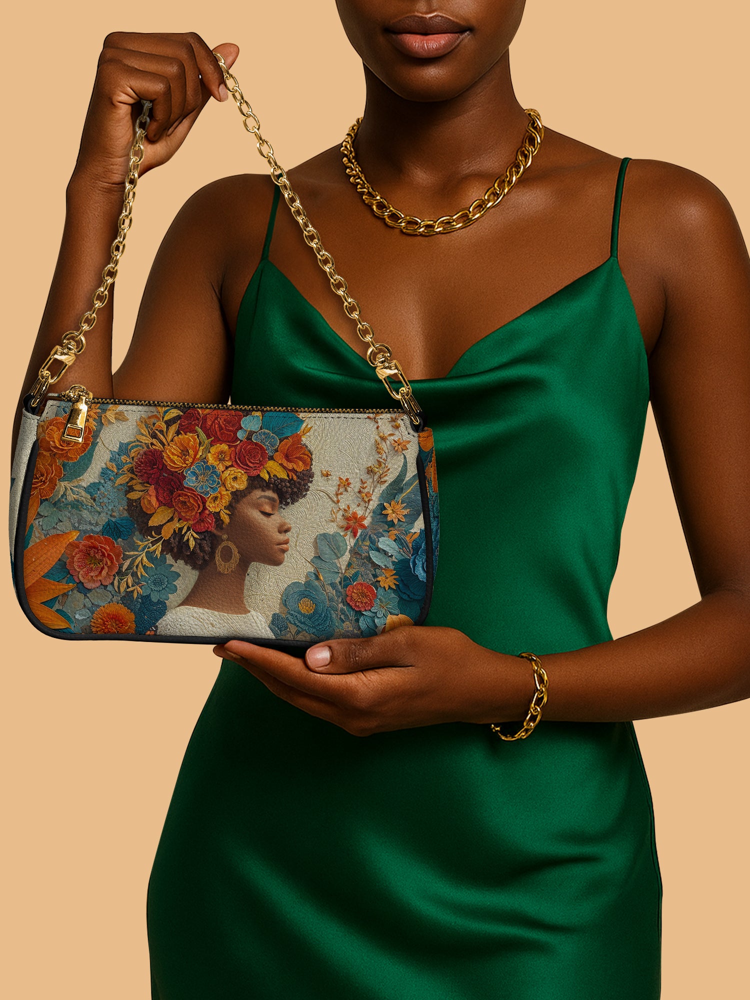 Golden Bloom Classic Zip Pochette QR0HH078