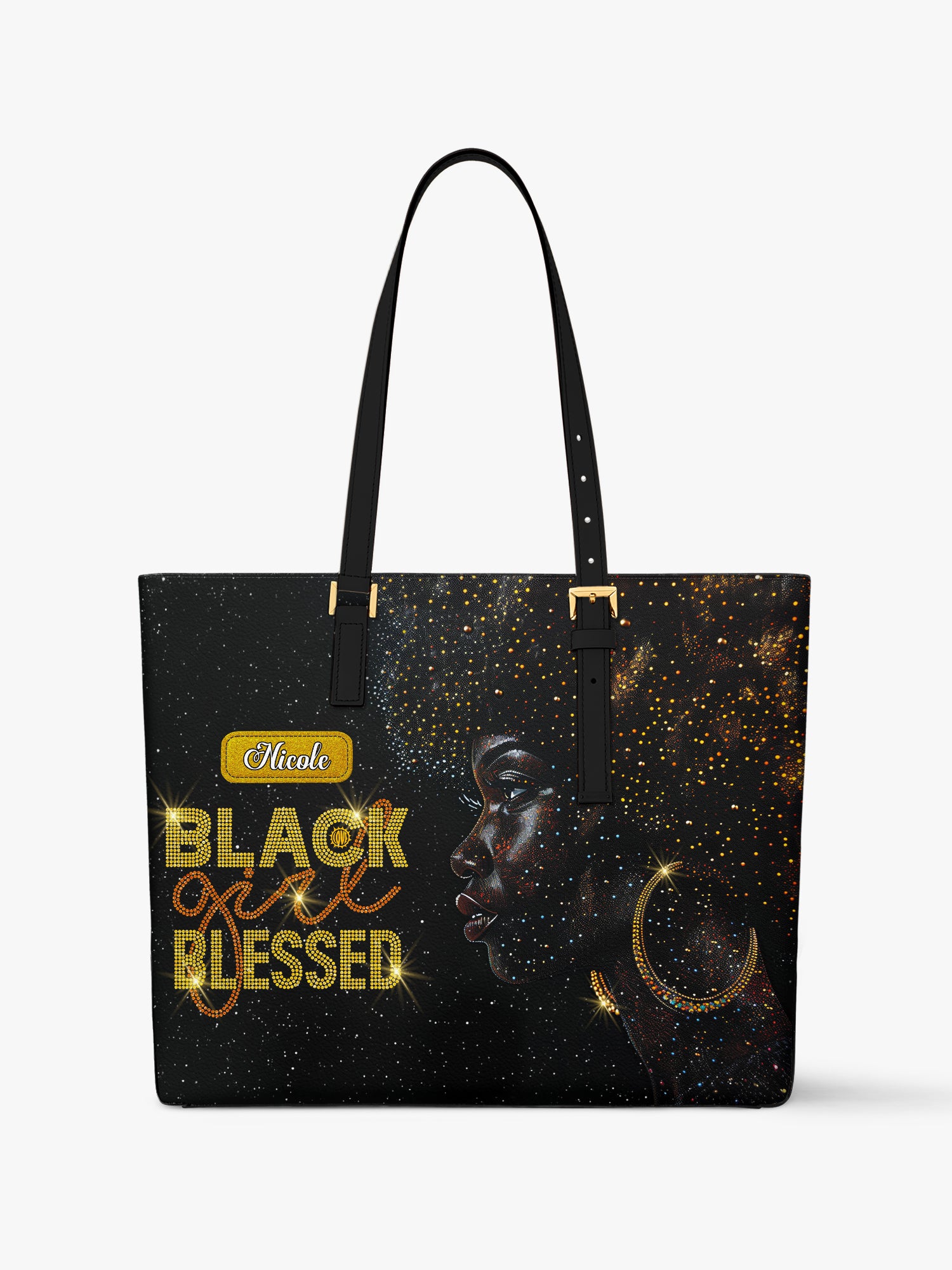 Blessed Woman Sleek Leather Tote