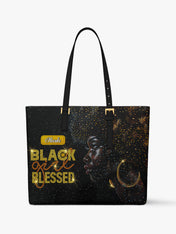 Blessed Woman Sleek Leather Tote