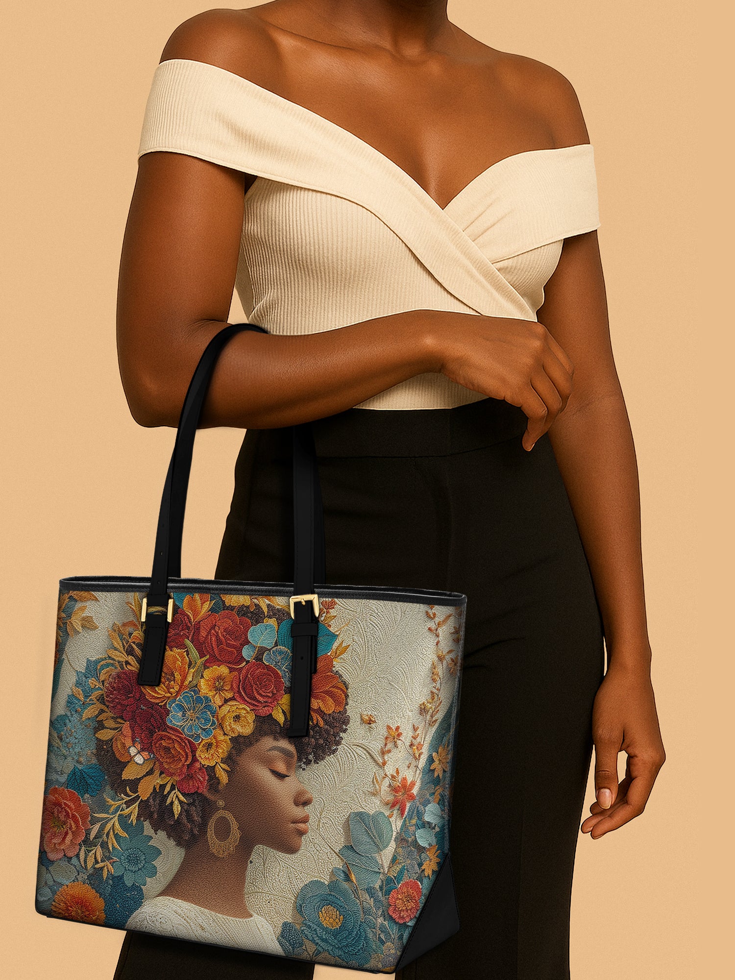 Golden Bloom Sleek Leather Tote QR0HH083