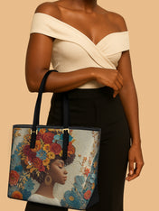 Golden Bloom Sleek Leather Tote QR0HH083