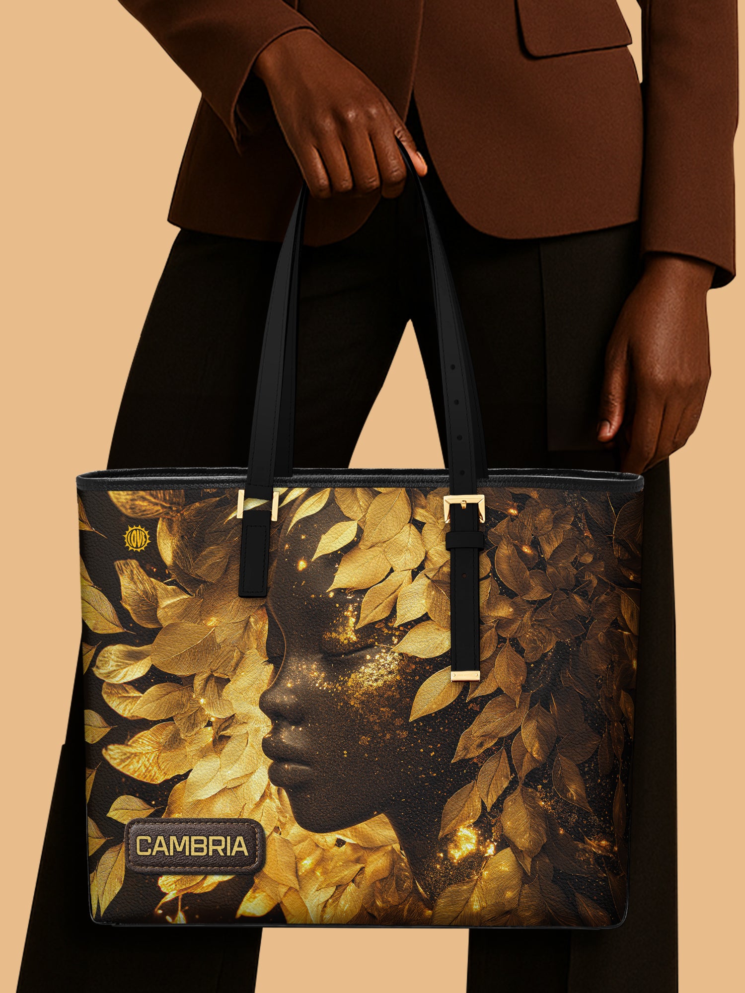 Leaves Woman Sleek Leather Tote