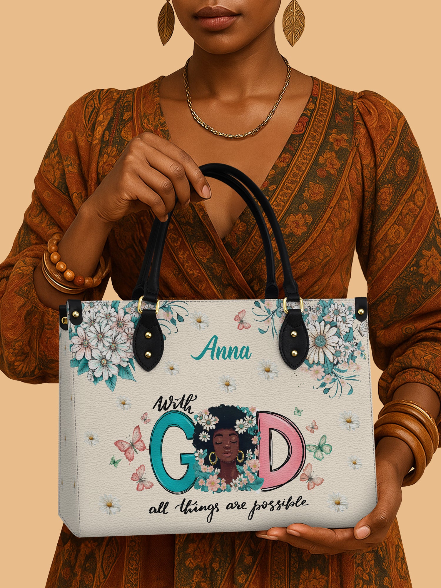 Flower Crown Serenity Premium Leather Handbag