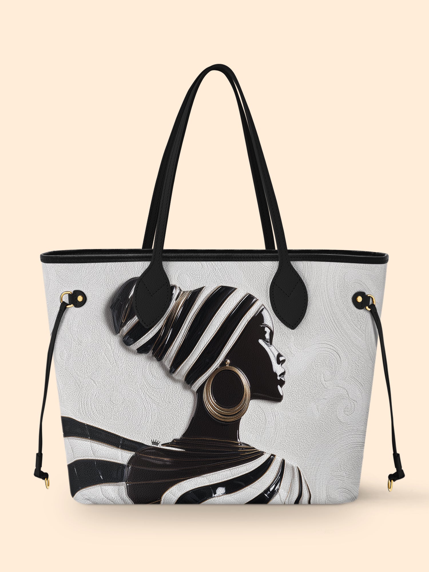 Ivory Stripes Classic Shopper Tote QR0XD431