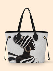 Ivory Stripes Classic Shopper Tote QR0XD431