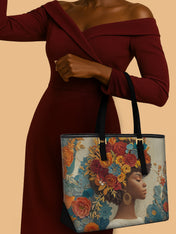 Golden Bloom Sleek Leather Tote QR0HH083