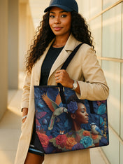 Blue Garden Sleek Leather Tote