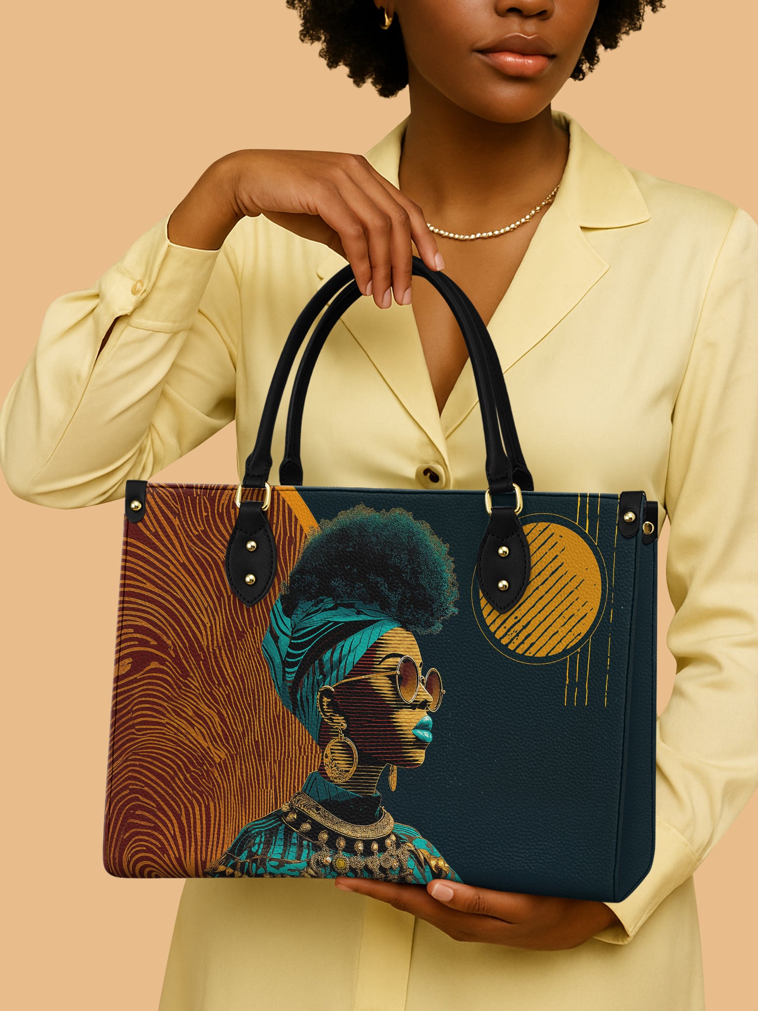 Unapologetically Black Premium Leather Handbag QR0XD125