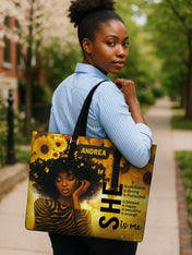 She Is Me Sleek Leather Tote