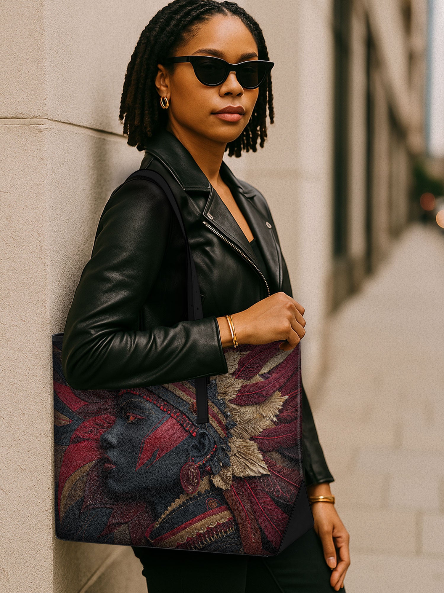 Warrior’s Bloom Sleek Leather Tote QR0TD072