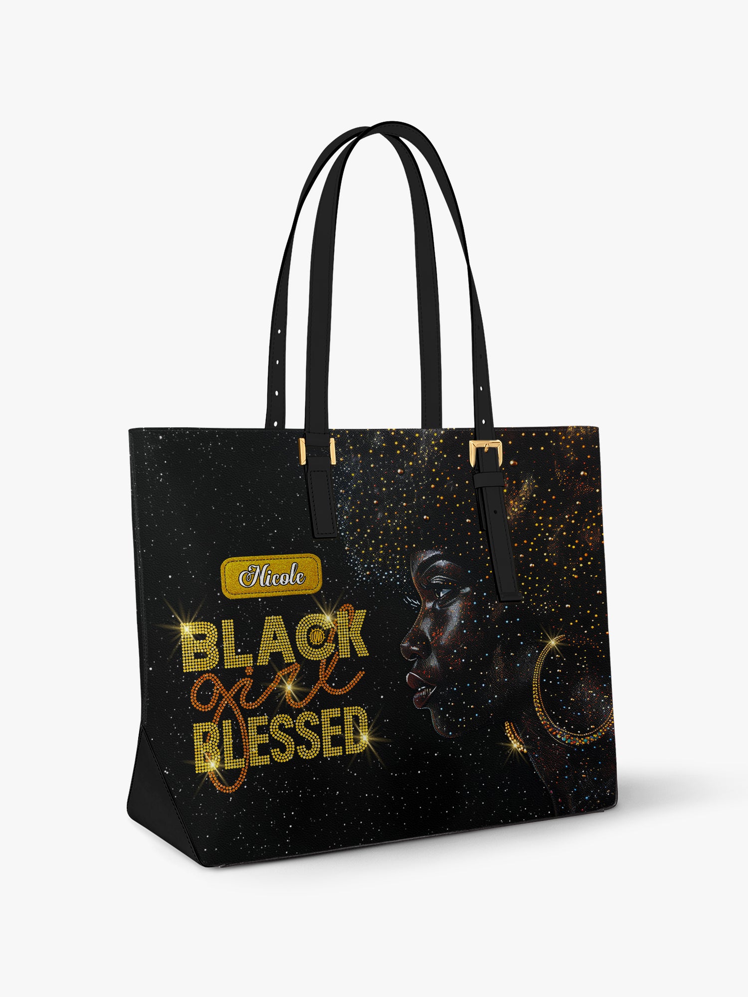 Blessed Woman Sleek Leather Tote