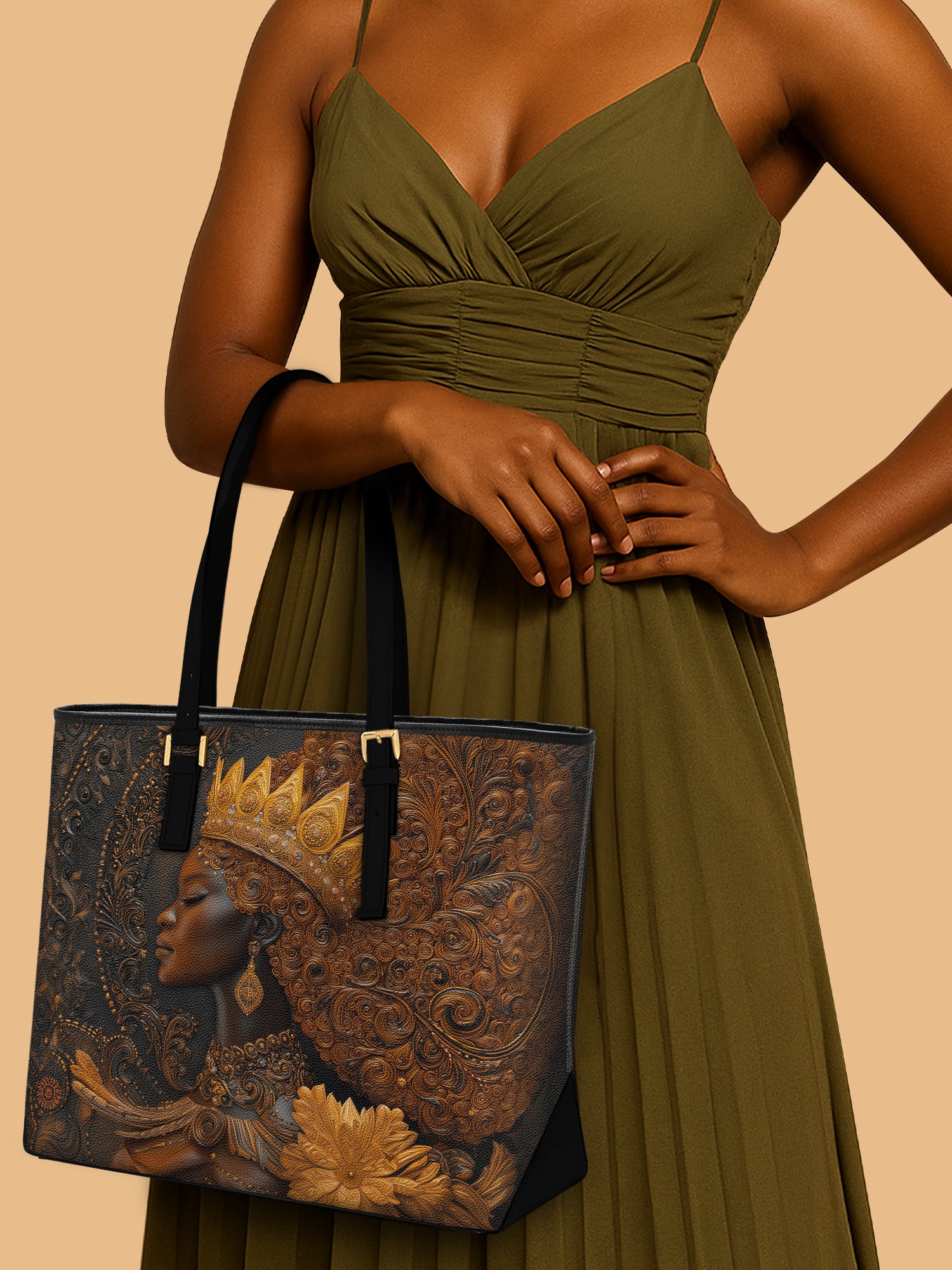 Queen Rising Sleek Leather Tote QR0XD122