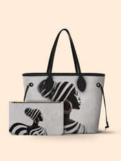 Ivory Stripes Classic Shopper Tote QR0XD431
