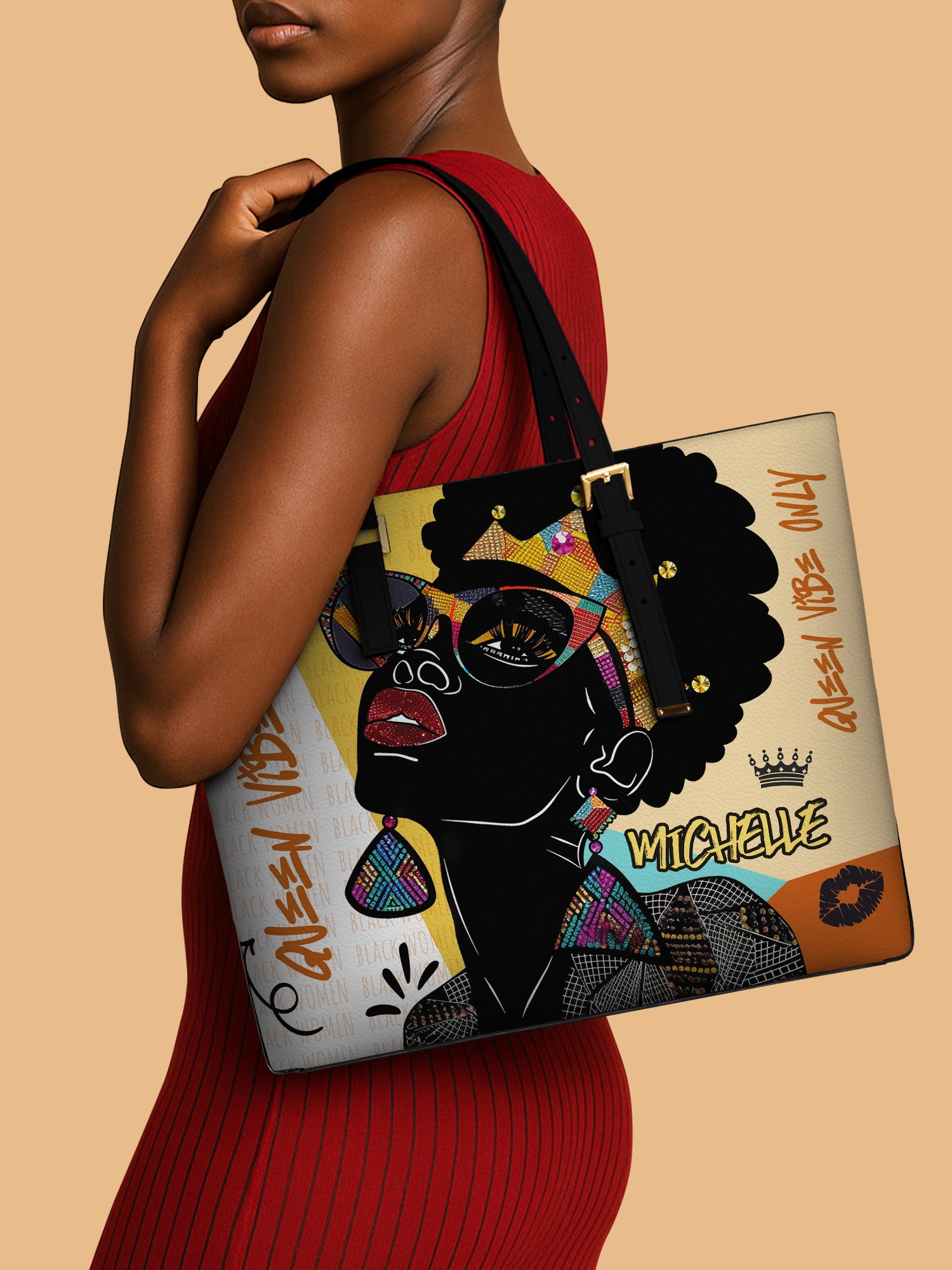 Queen Vibe Only Sleek Leather Tote