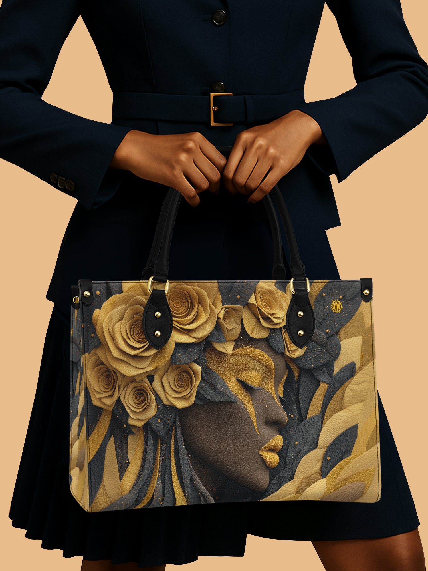 Melanin Bloom Premium Leather Handbag QR0TD109