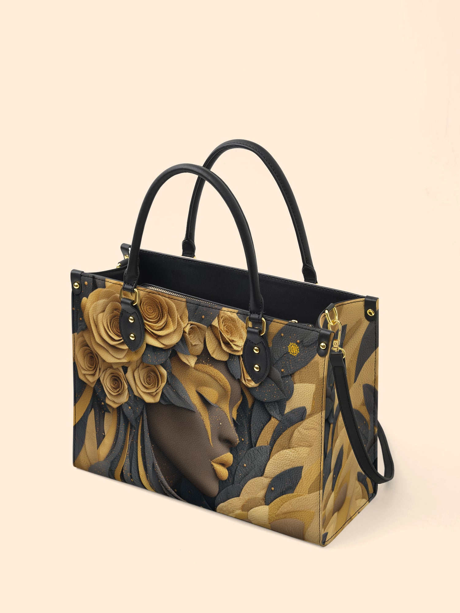Melanin Bloom Premium Leather Handbag QR0TD109