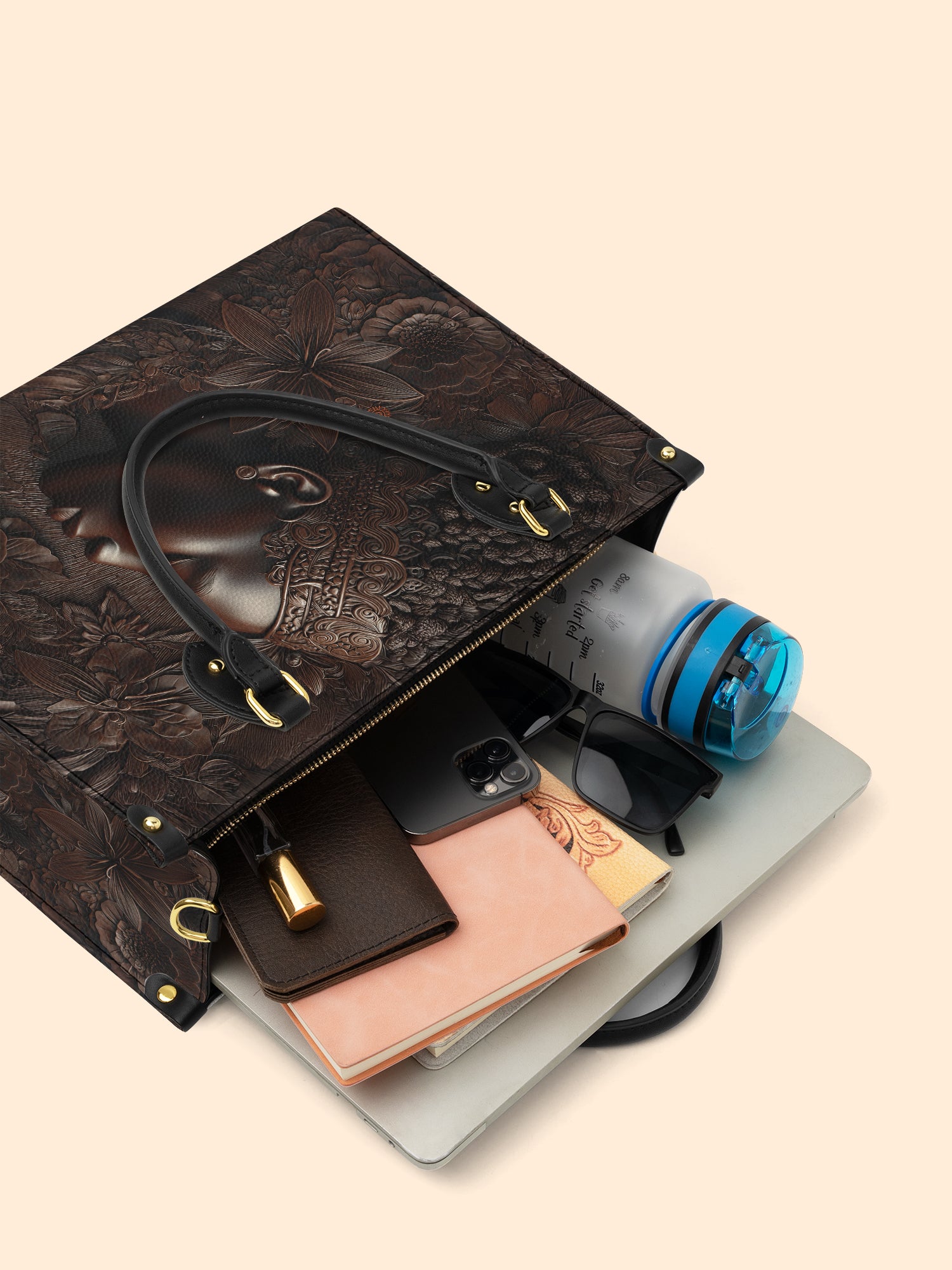 Crown Bloom Premium Leather Handbag QR0XD182