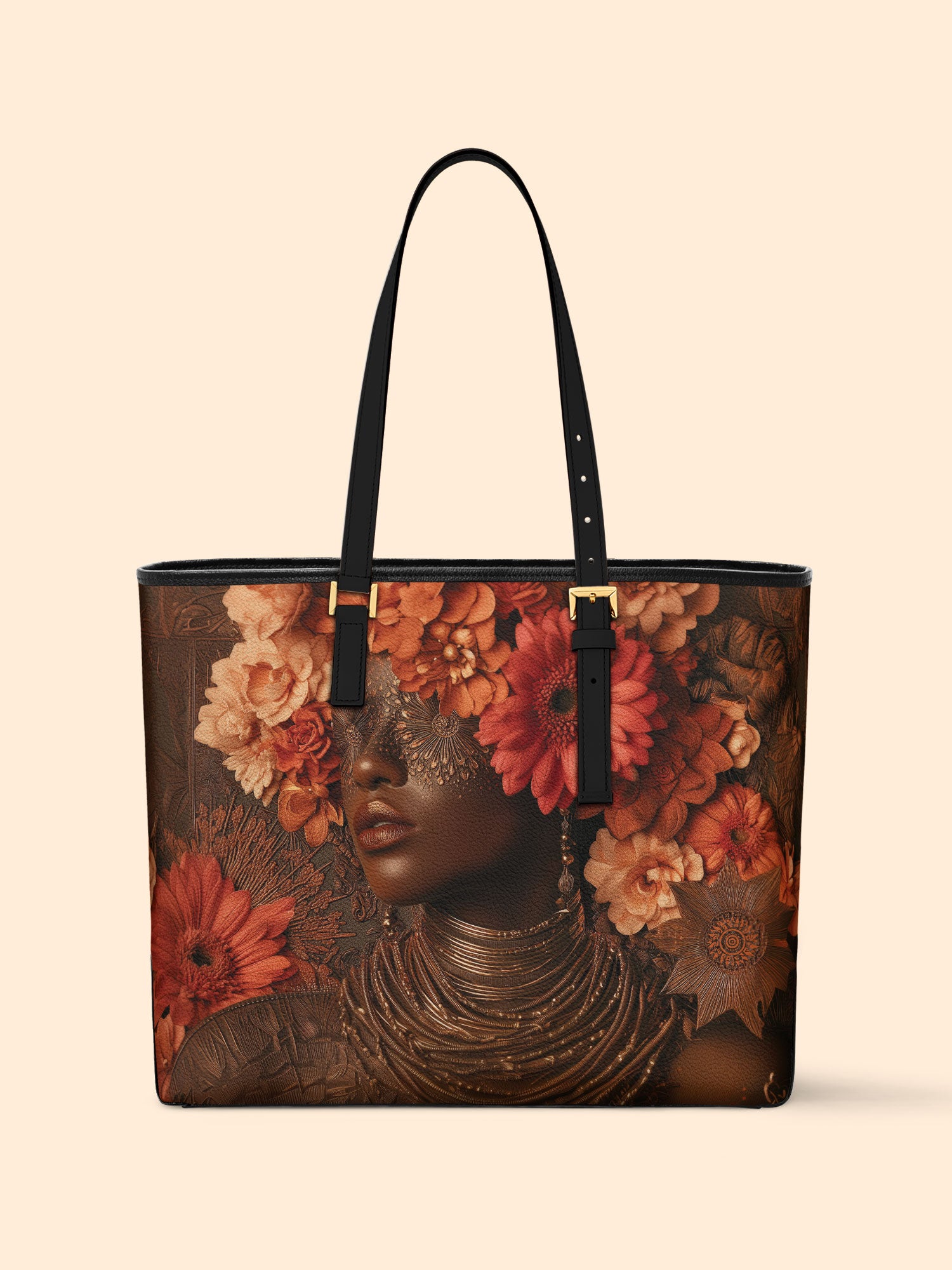Mystic Bloom Sleek Leather Tote QR0TV031