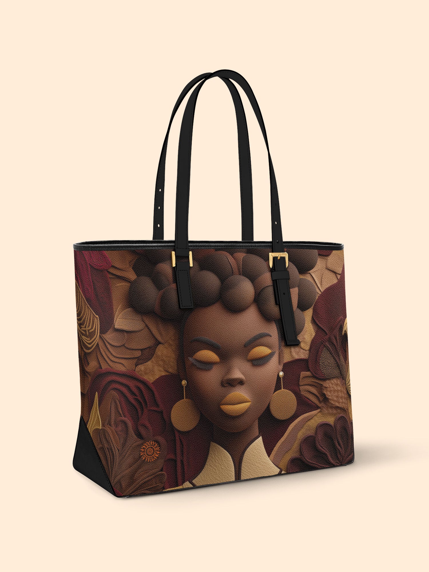 Crowned In Circles Sleek Leather Tote QR0TD111