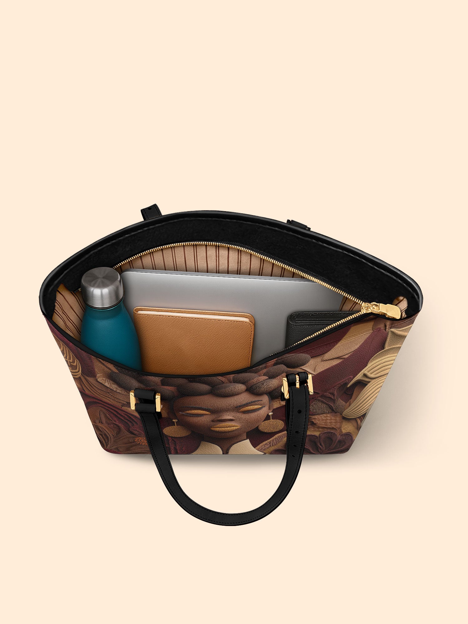 Crowned In Circles Sleek Leather Tote QR0TD111