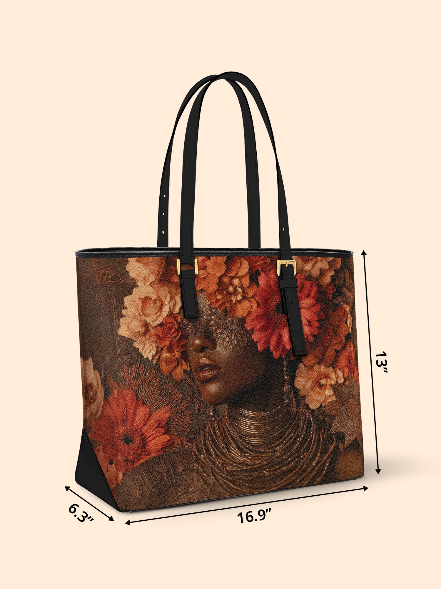 Mystic Bloom Sleek Leather Tote QR0TV031