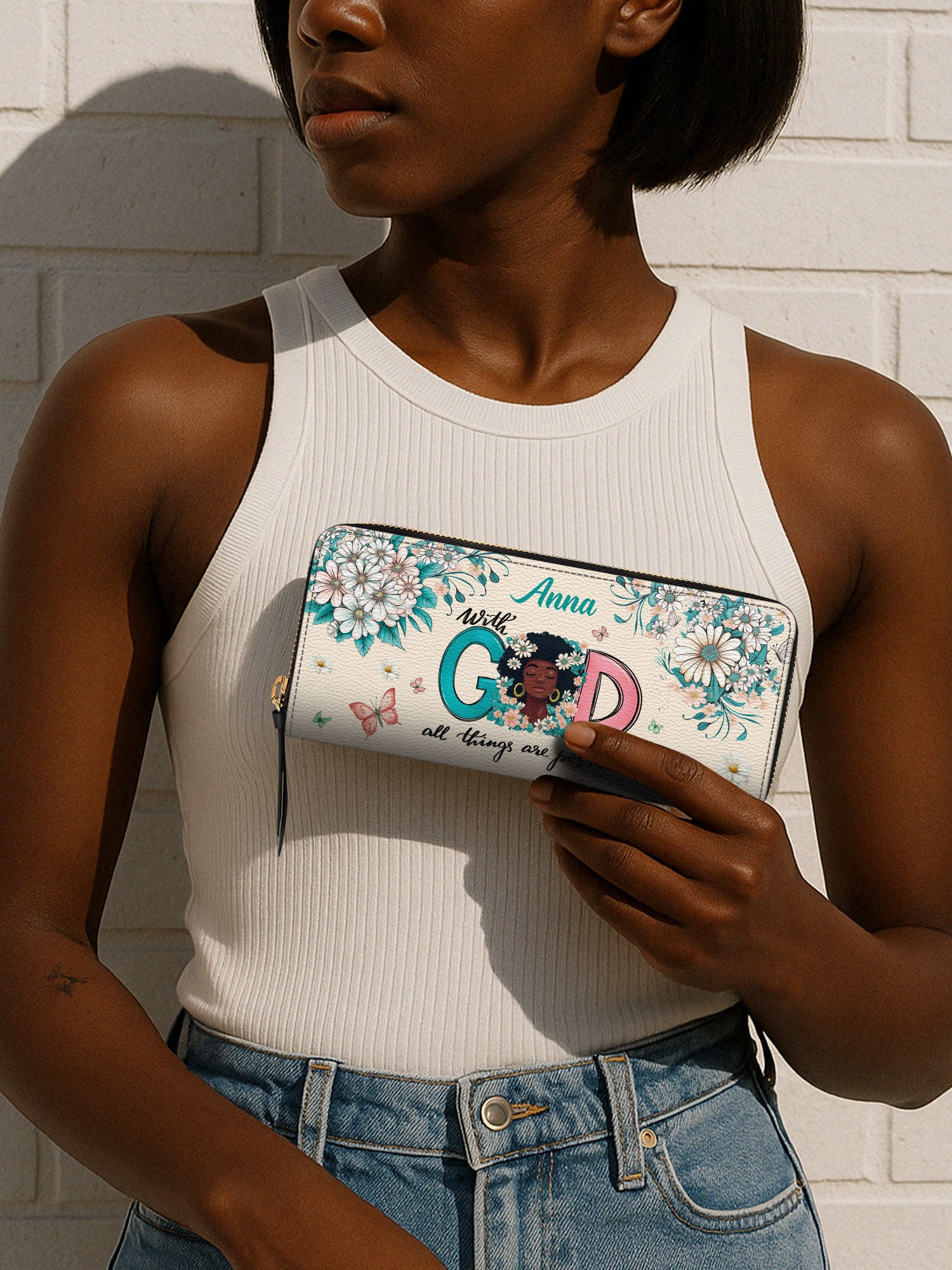 Flower Crown Serenity Slimline Zippy Wallet