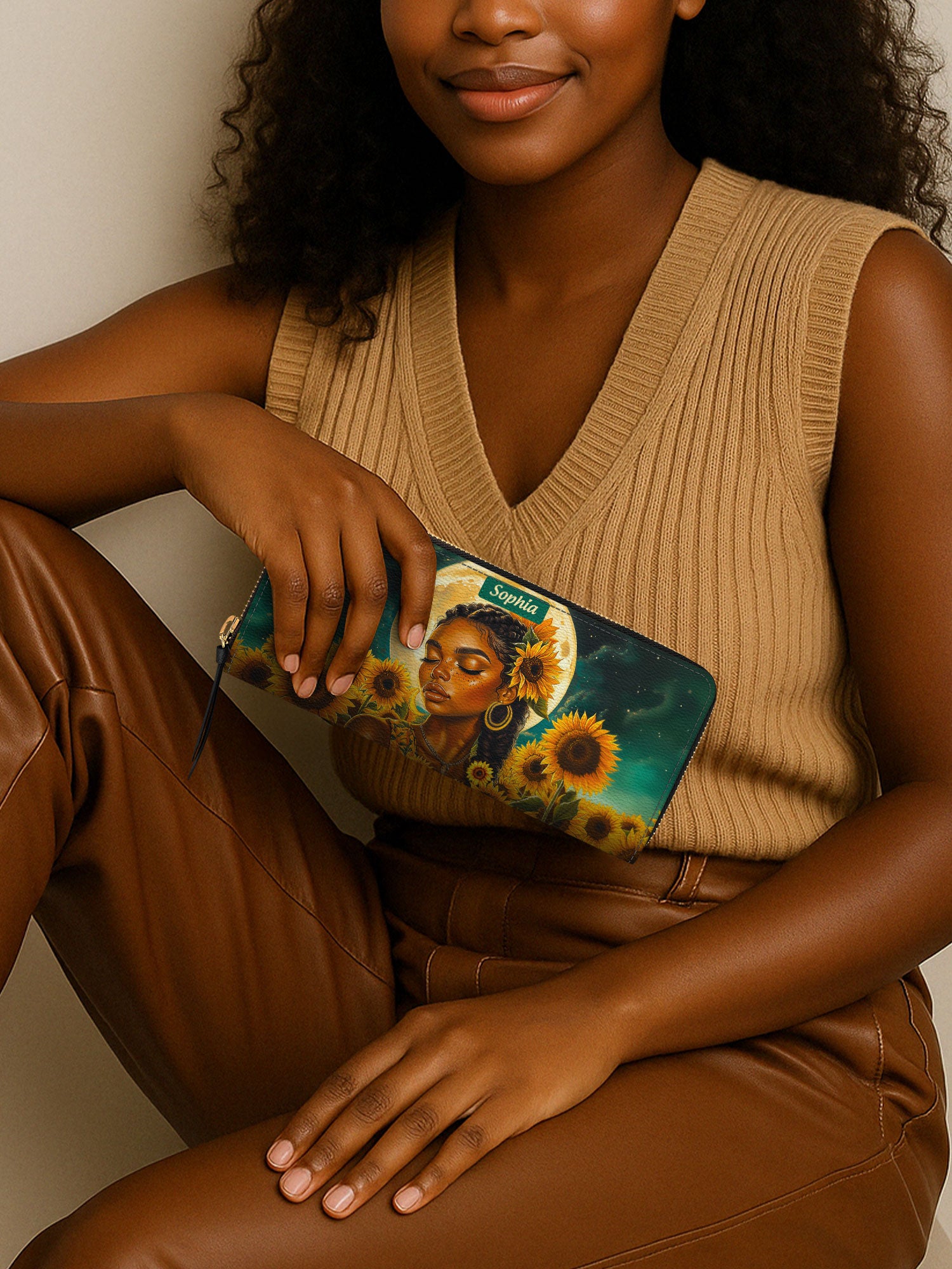 Sunflower Moonlight Slimline Zippy Wallet