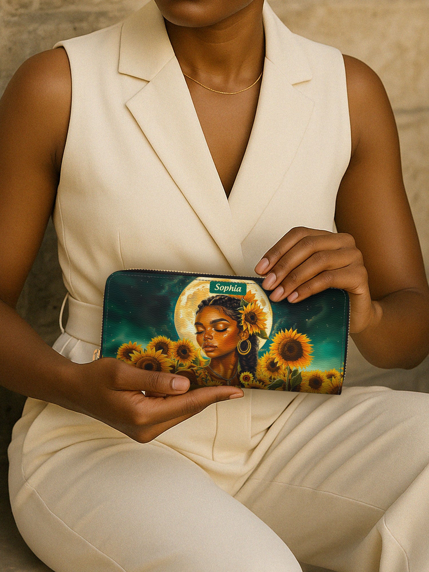 Sunflower Moonlight Slimline Zippy Wallet