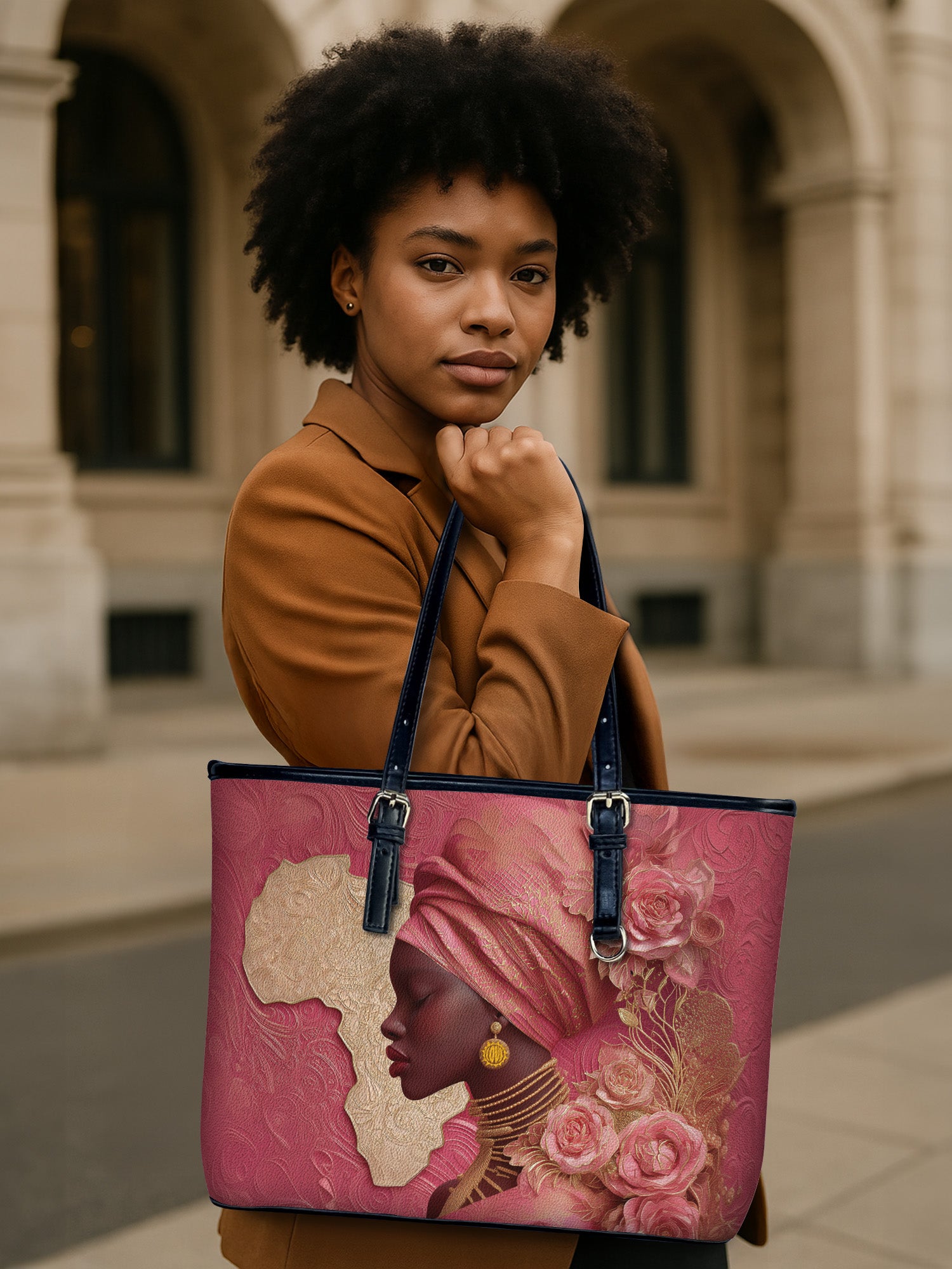 African Blossom Leather Bucket Bag QR0XD727