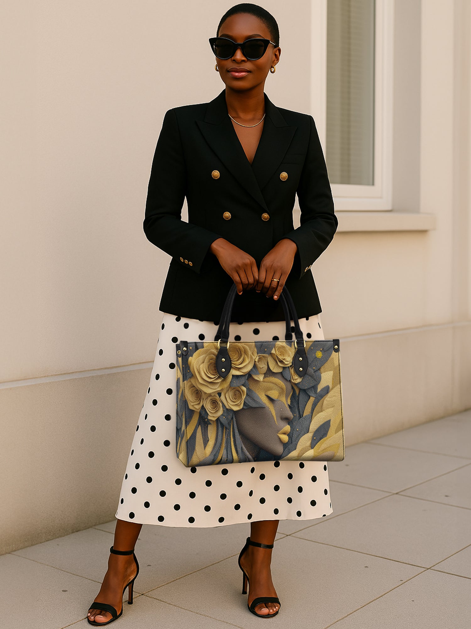 Melanin Bloom Premium Leather Handbag QR0TD109