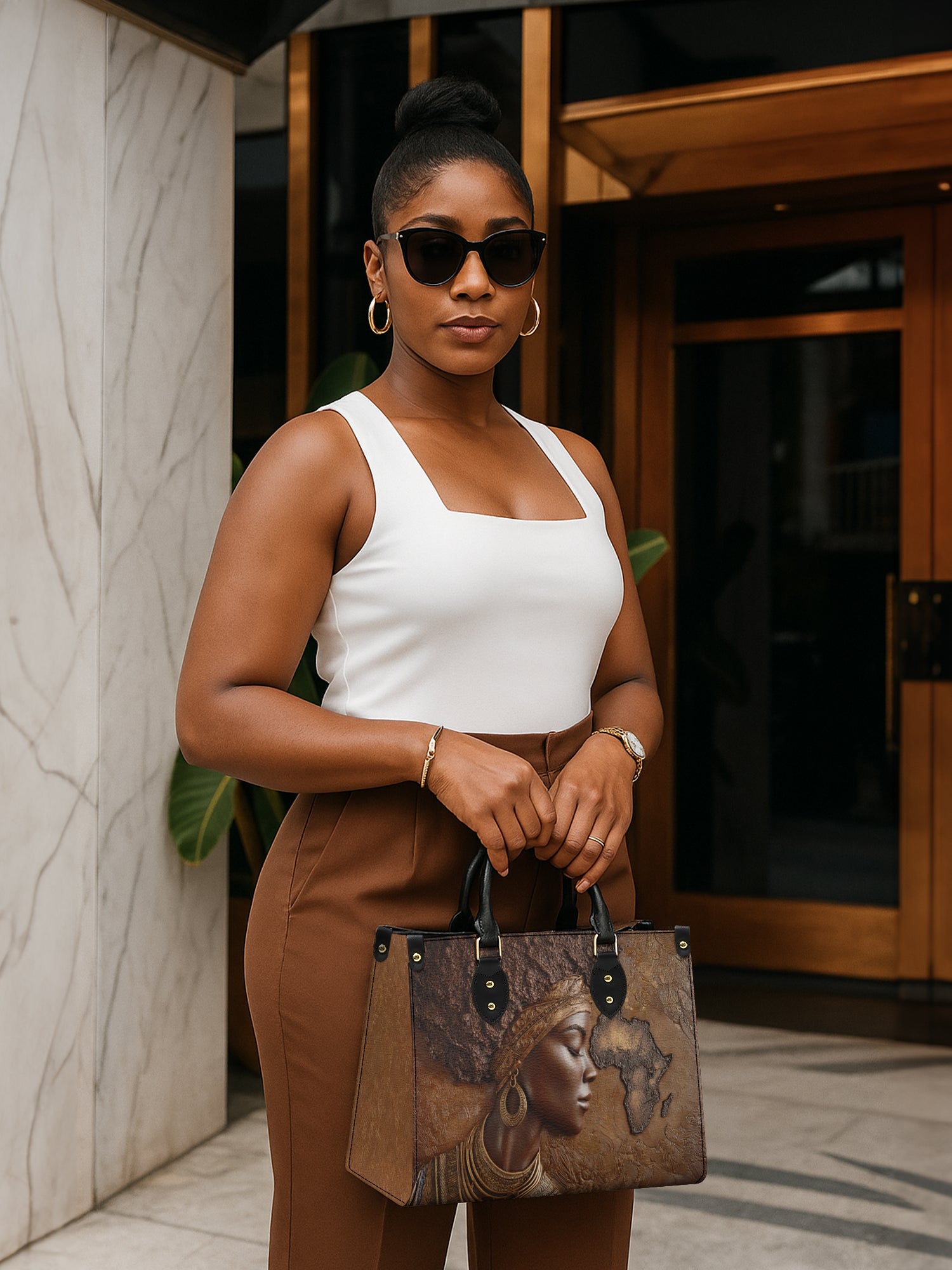 African Roots Premium Leather Handbag QR0TD157