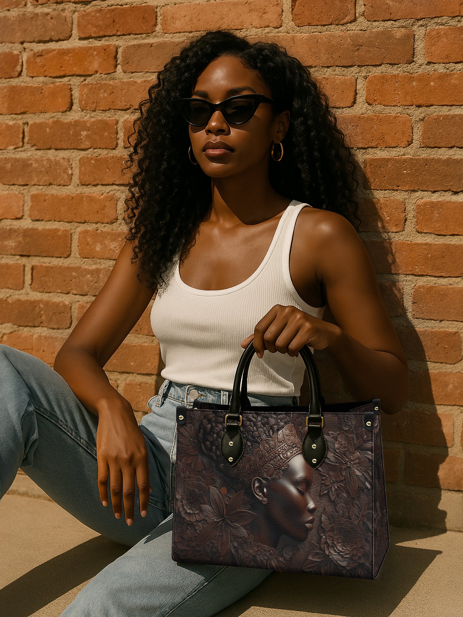 Crown Bloom Premium Leather Handbag QR0XD182