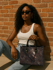 Crown Bloom Premium Leather Handbag QR0XD182