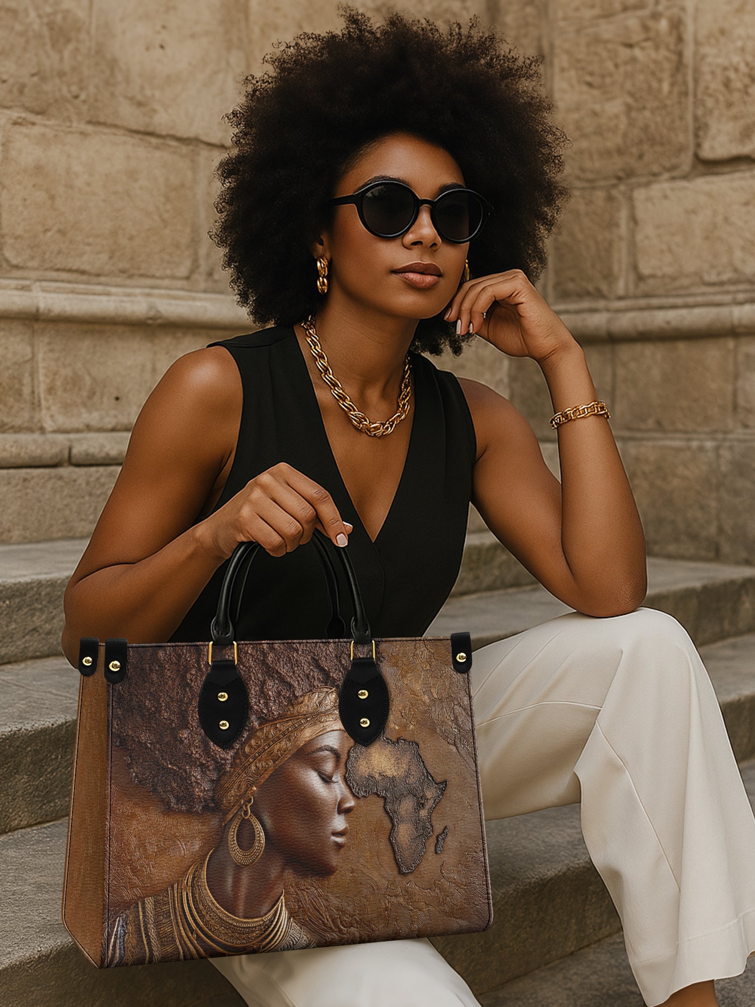 African Roots Premium Leather Handbag QR0TD157