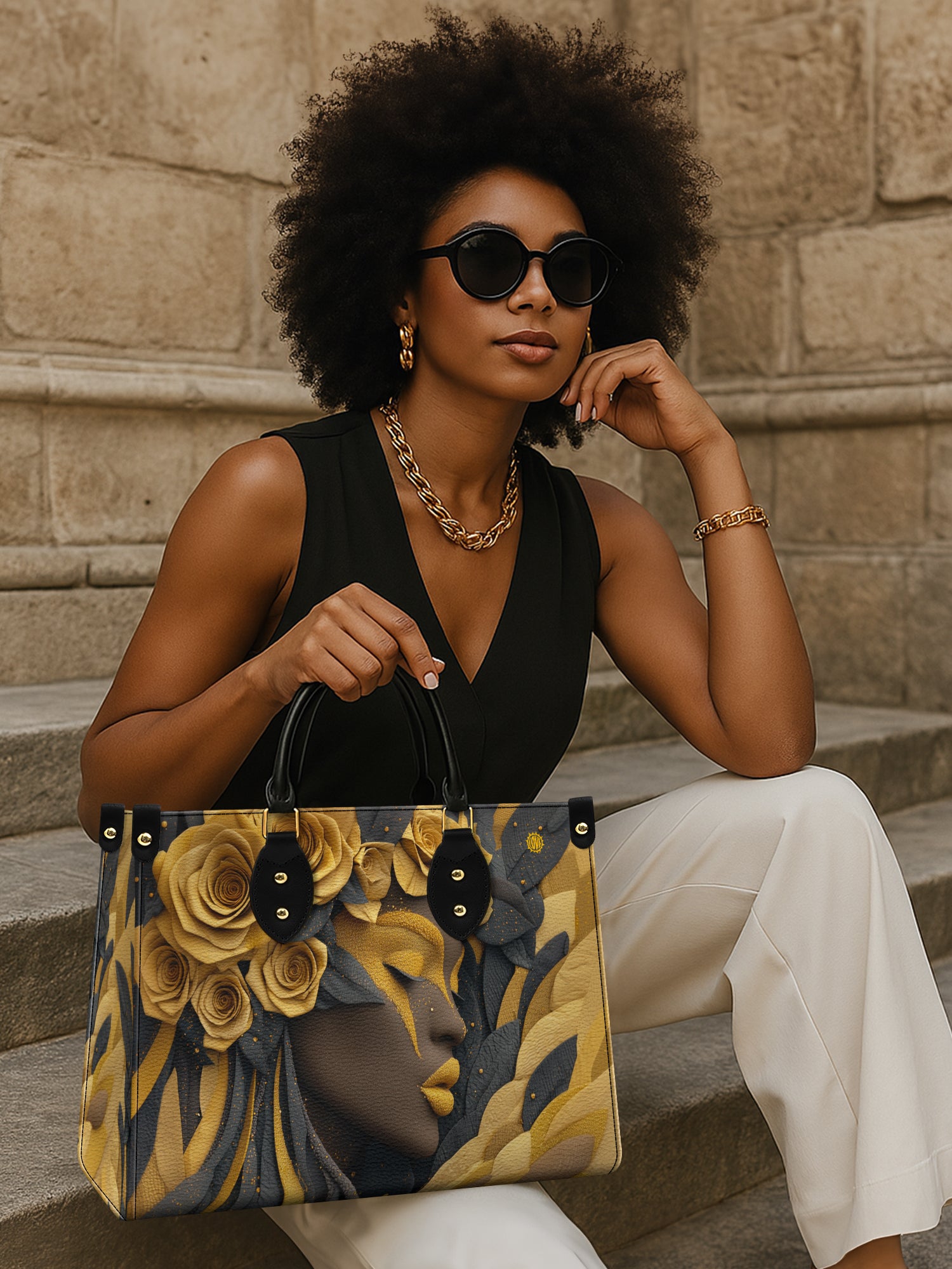 Melanin Bloom Premium Leather Handbag QR0TD109