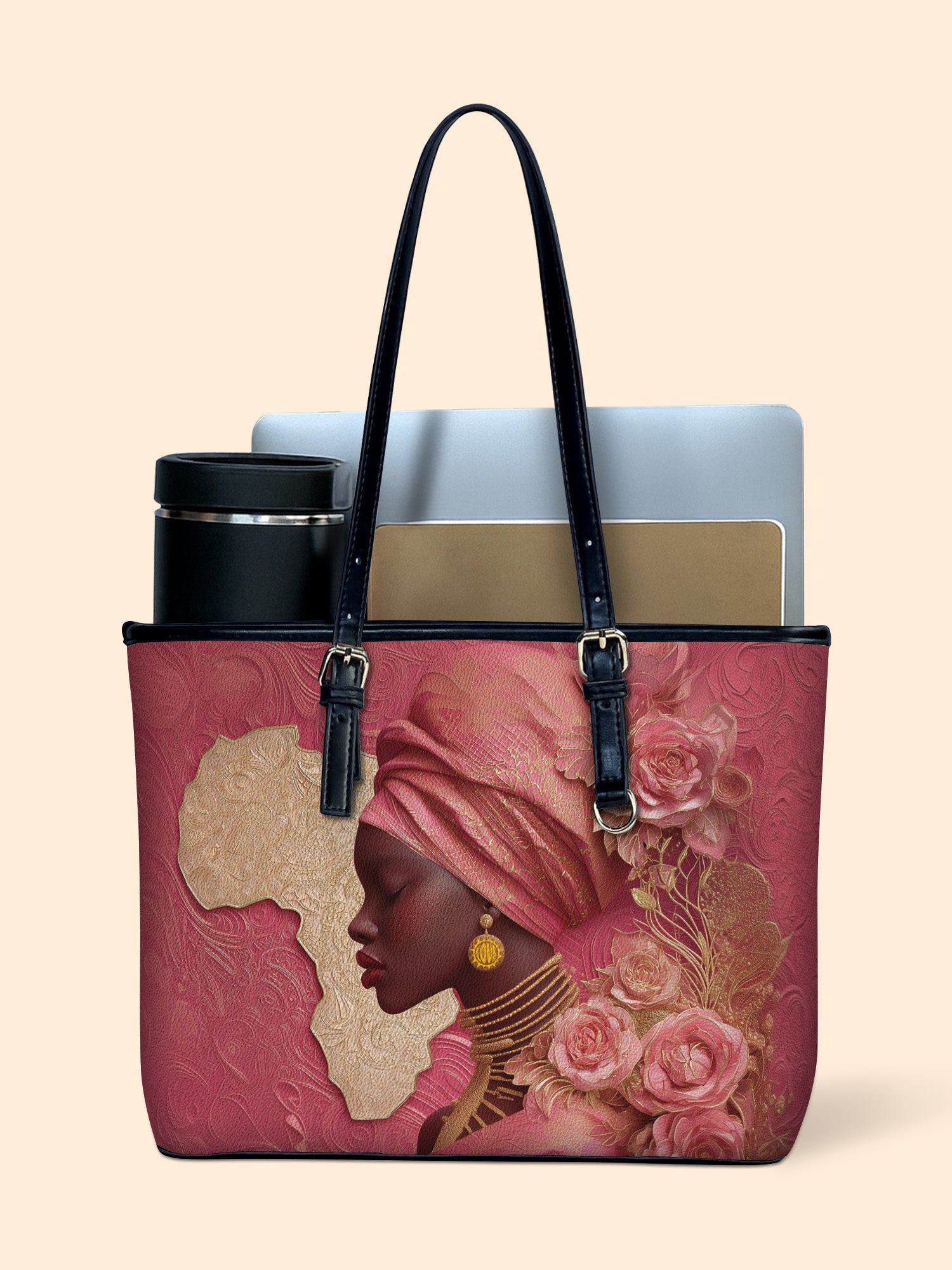 African Blossom Leather Bucket Bag QR0XD727