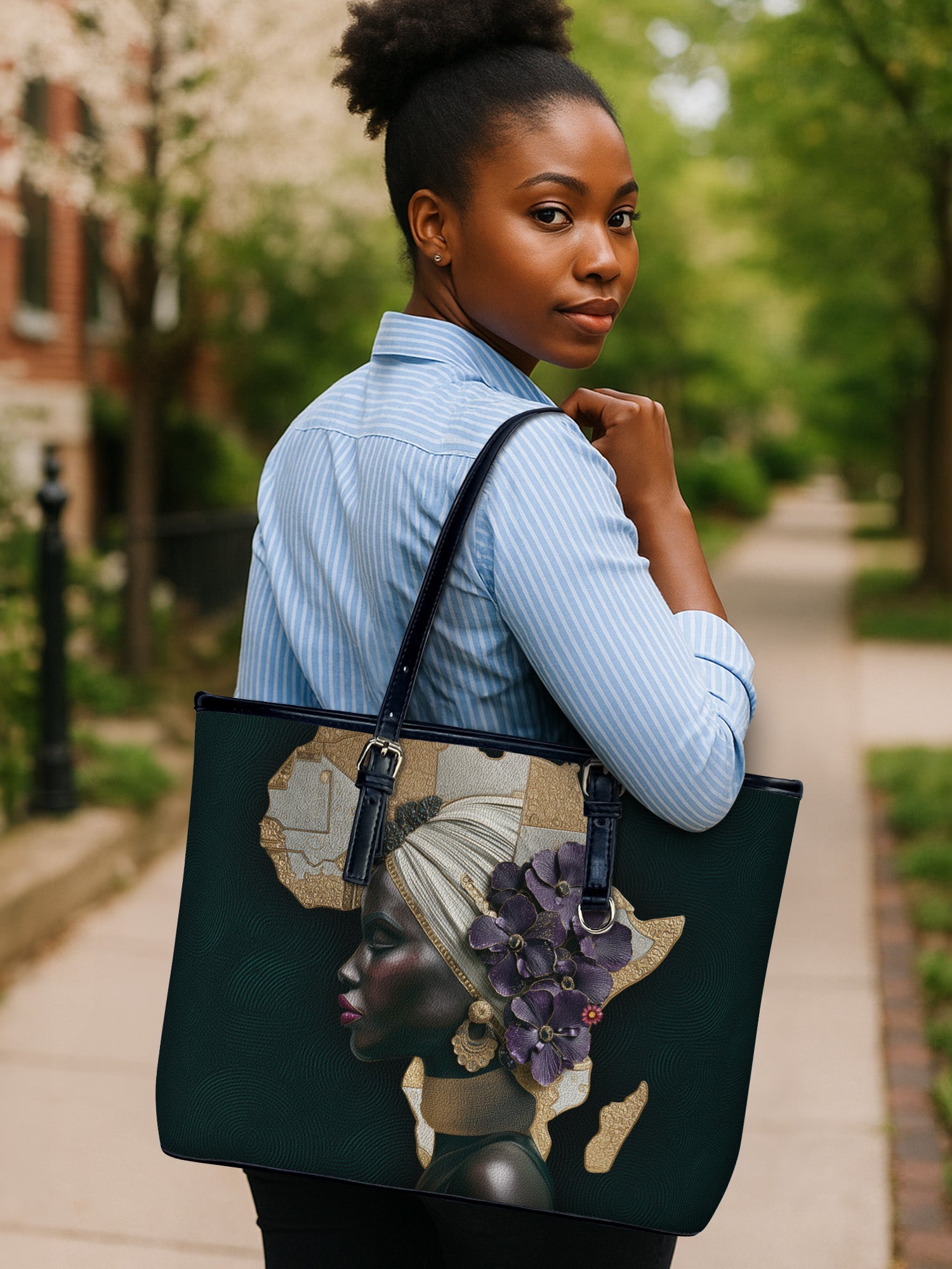 African Bloom Leather Bucket Bag QR0XD725