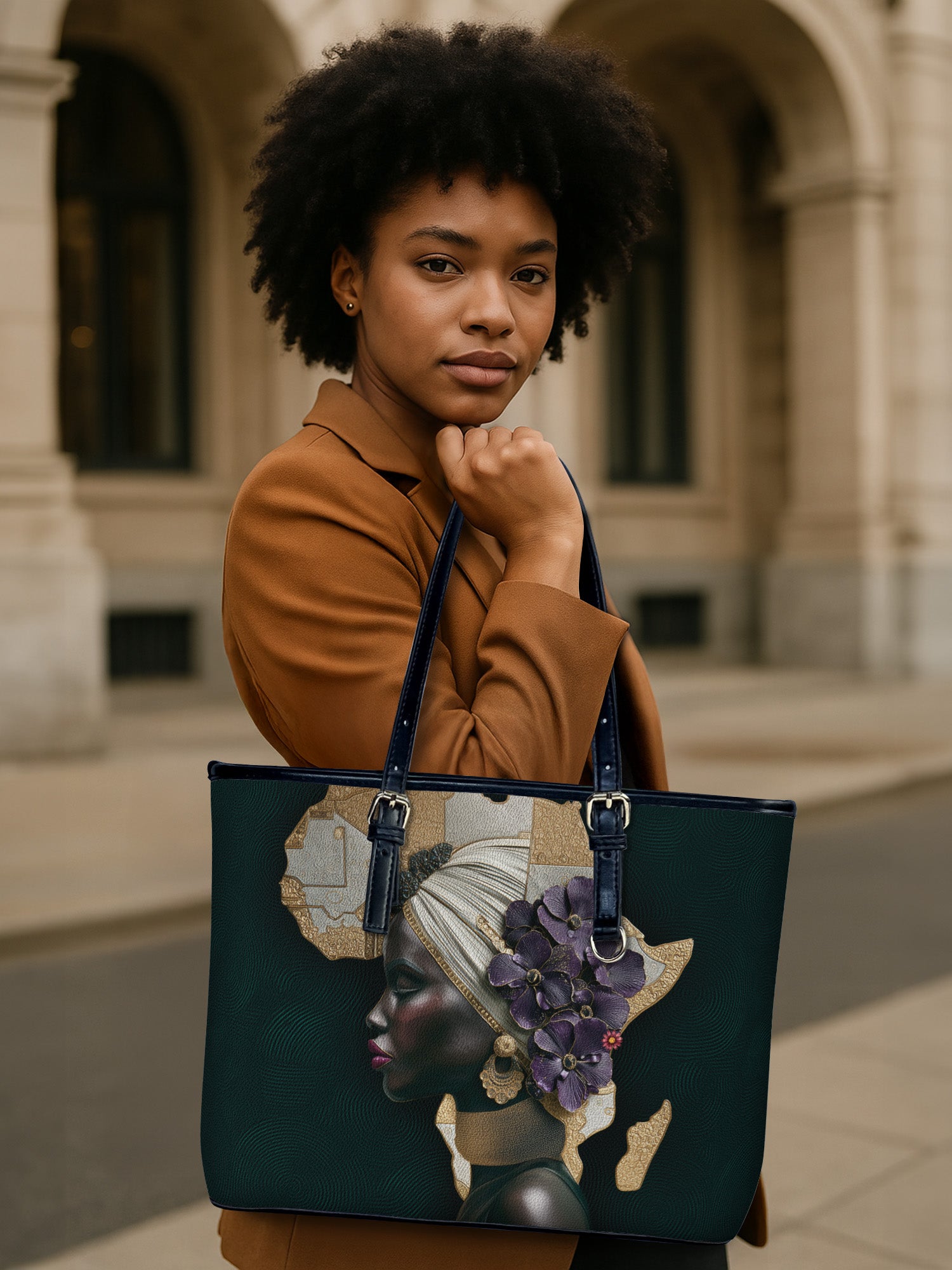 African Bloom Leather Bucket Bag QR0XD725