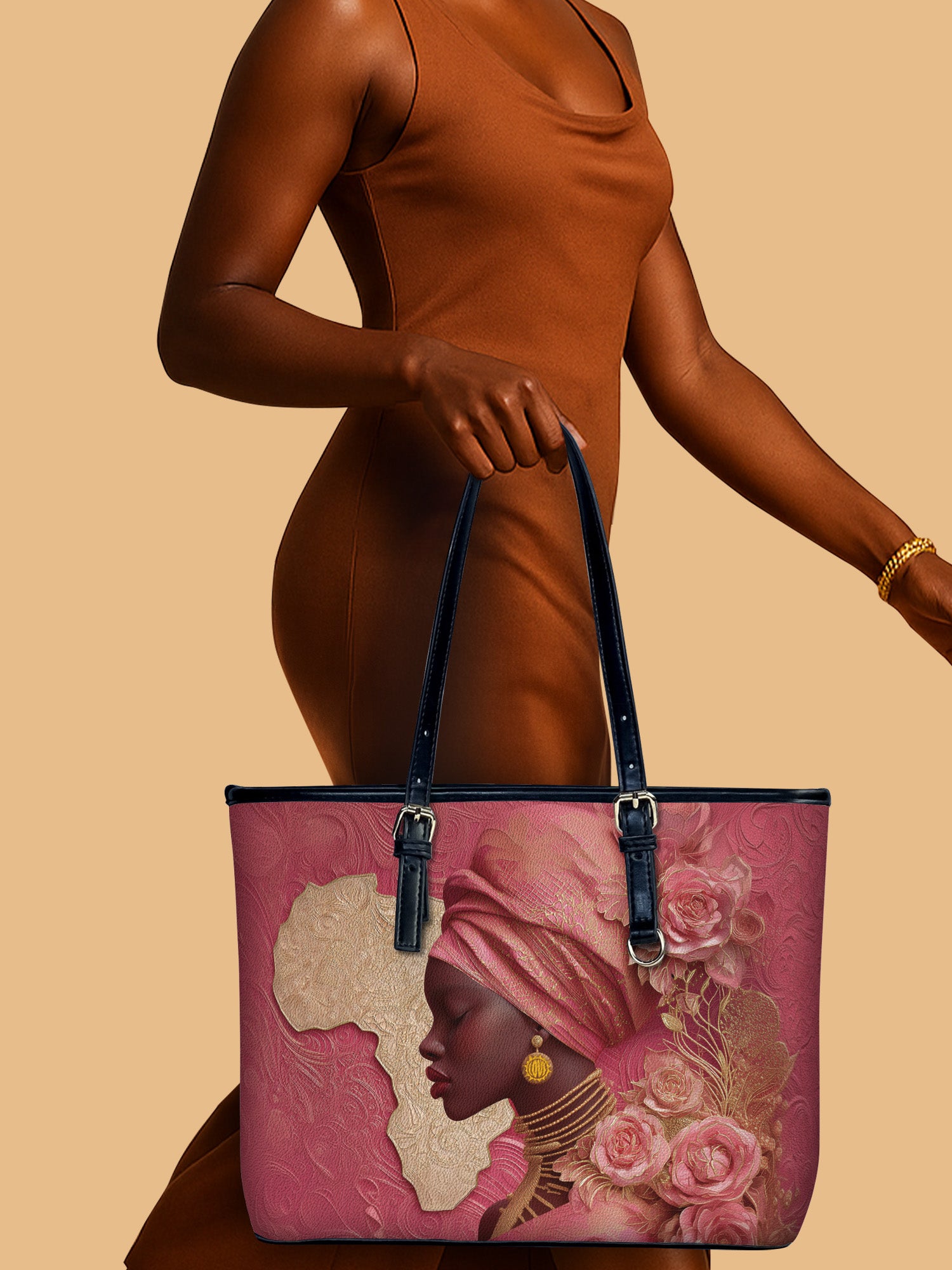 African Blossom Leather Bucket Bag QR0XD727