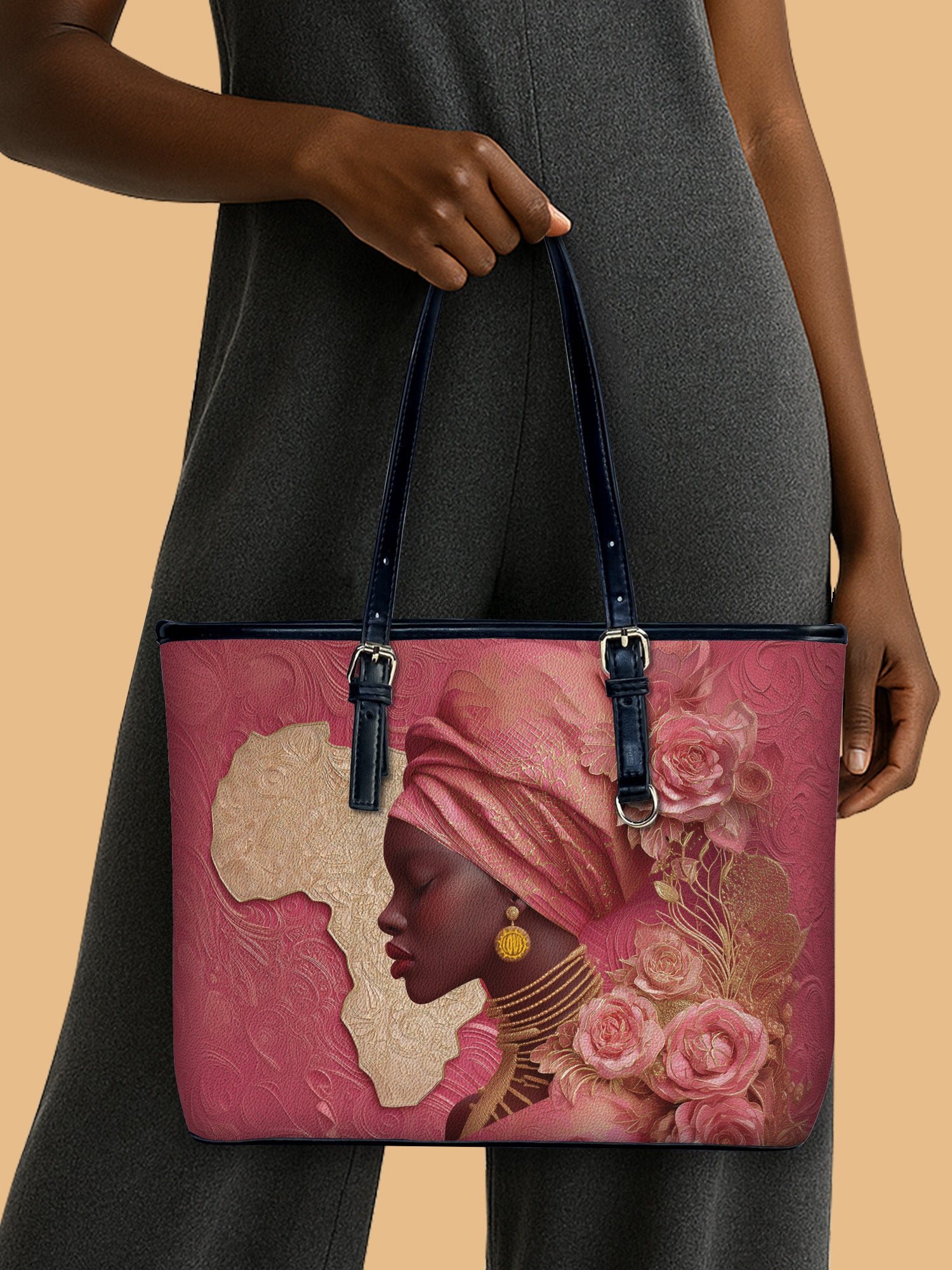 African Blossom Leather Bucket Bag QR0XD727