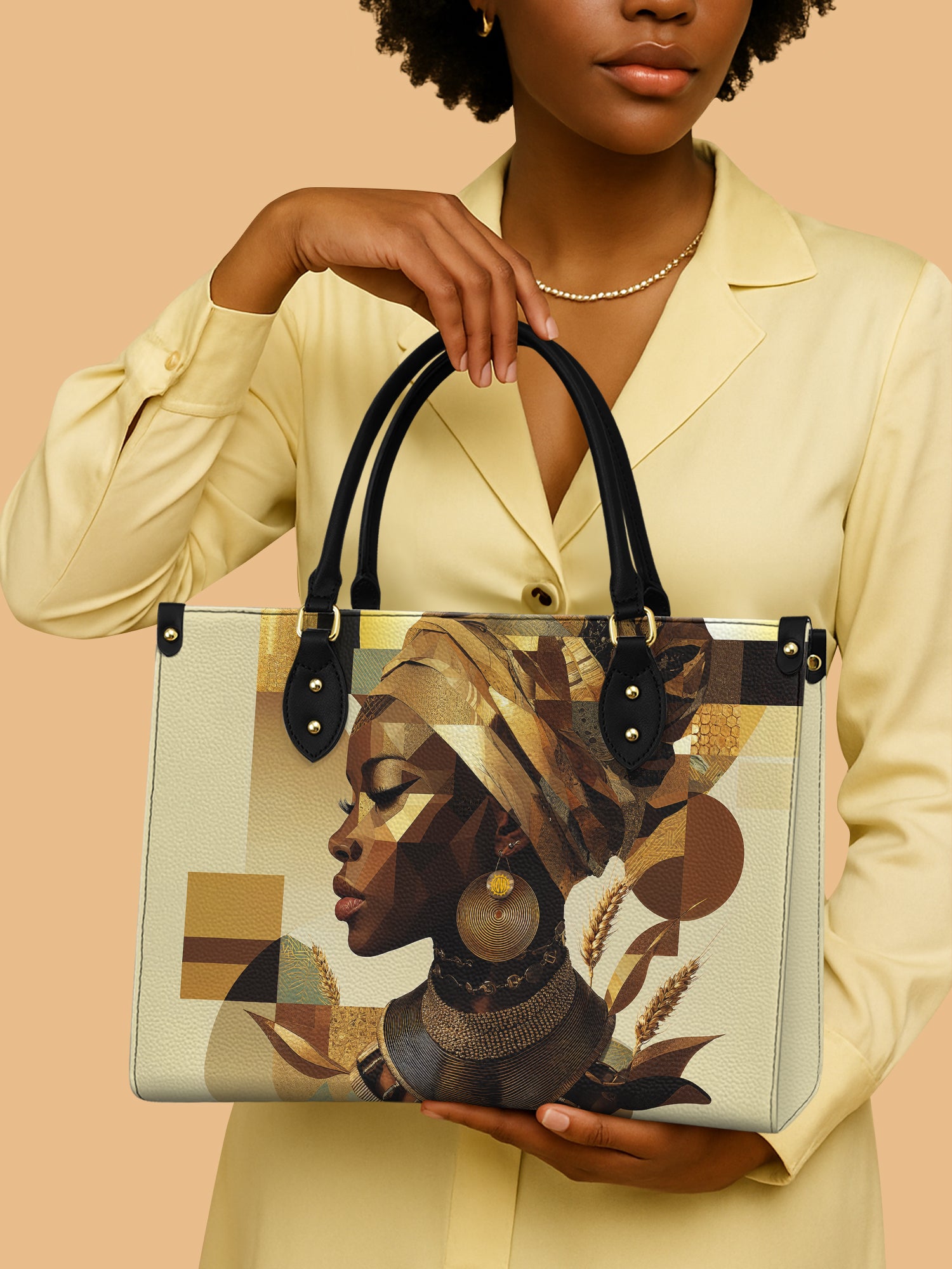 Golden Facets Premium Leather Handbag QR0TV045