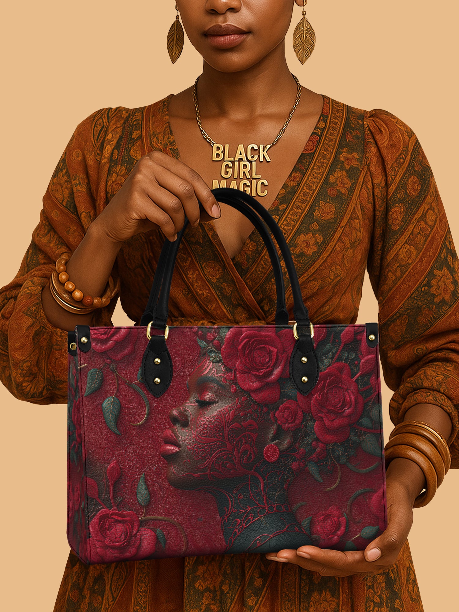 Rose Passion Premium Leather Handbag QR0HH130