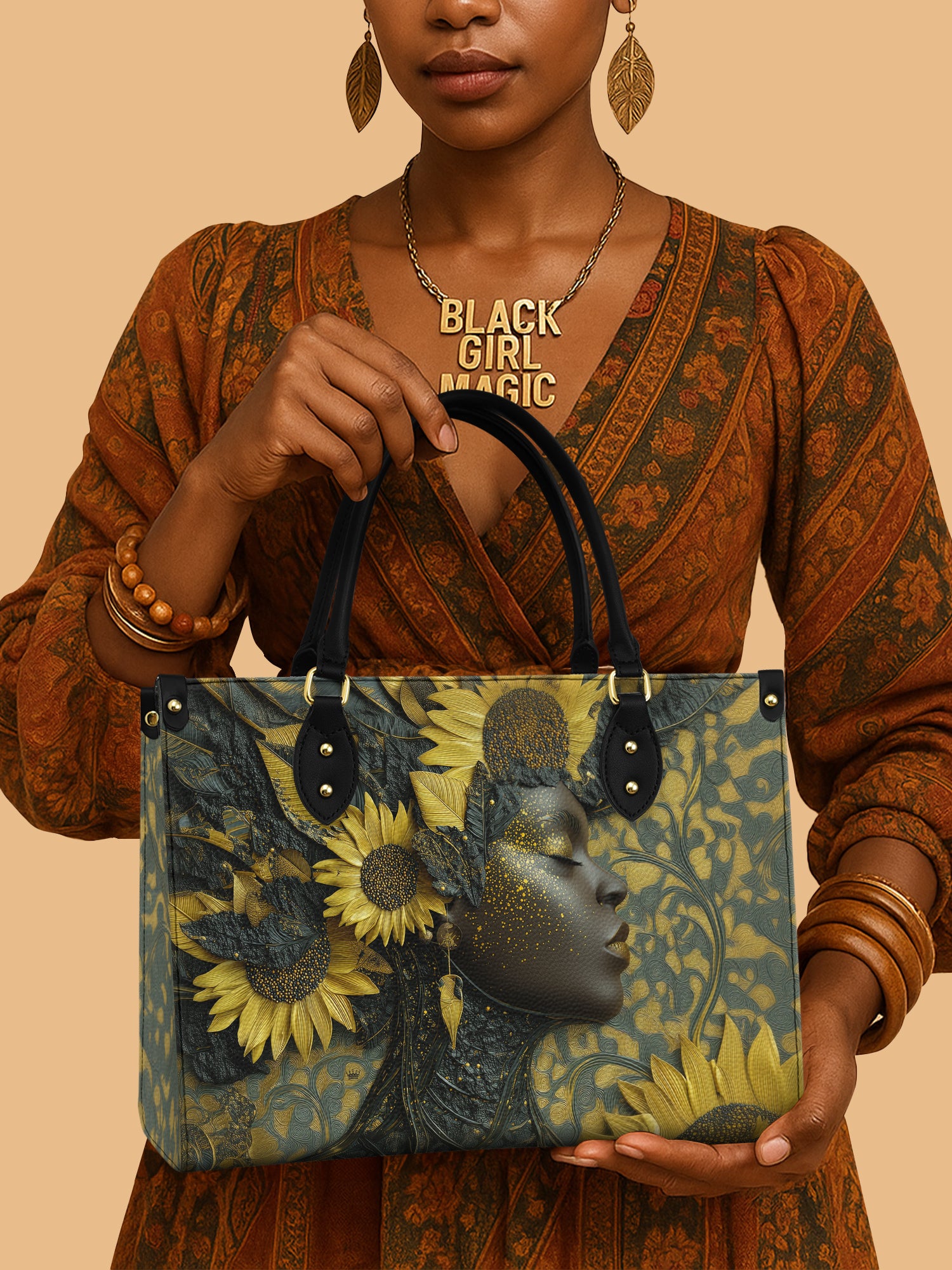 Sunflower Radiance Premium Leather Handbag QR0HH131